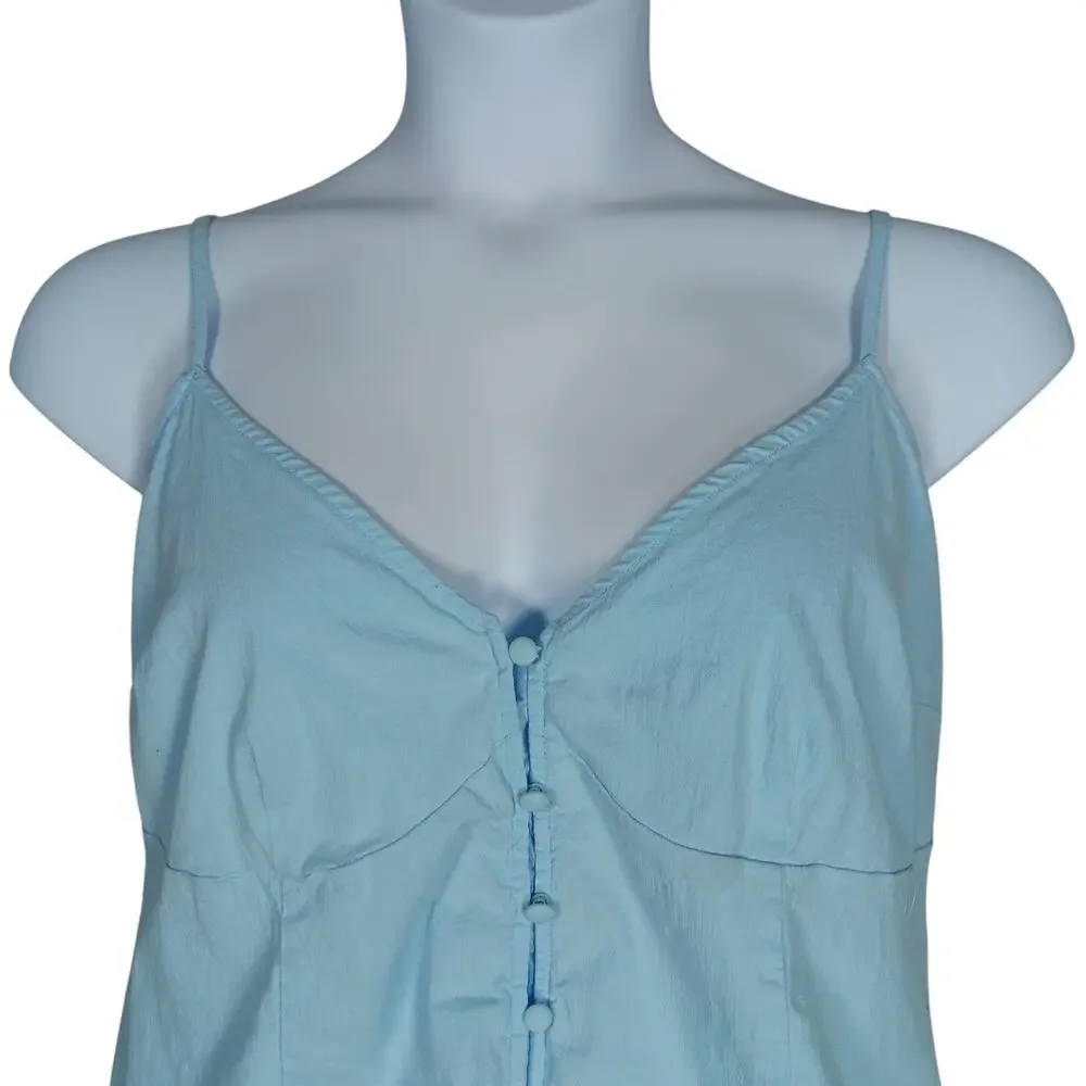 Future Collective Alani Noelle Top Size XL Light Blue Sleeveless Button Down - Picture 3 of 10